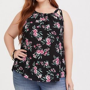 Torrid BLACK FLORAL GEORGETTE TANK Size 2
